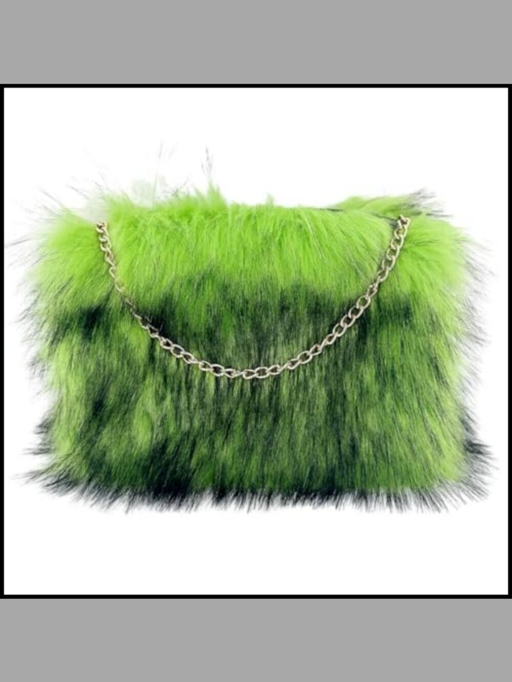 Faux Fur Crossbody Shoulder Bag with Gold Chain Strap